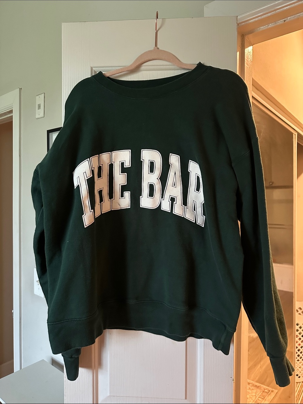 The Bar Forest Green Crewneck Sweatshirt with White Lettering